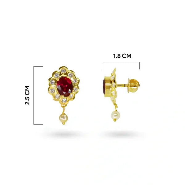 Luxurious Ruby, Pearl & Diamond Drop Earrings