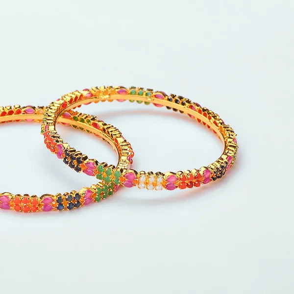 Glossy Color Stone Bangle â€“ Traditional Design