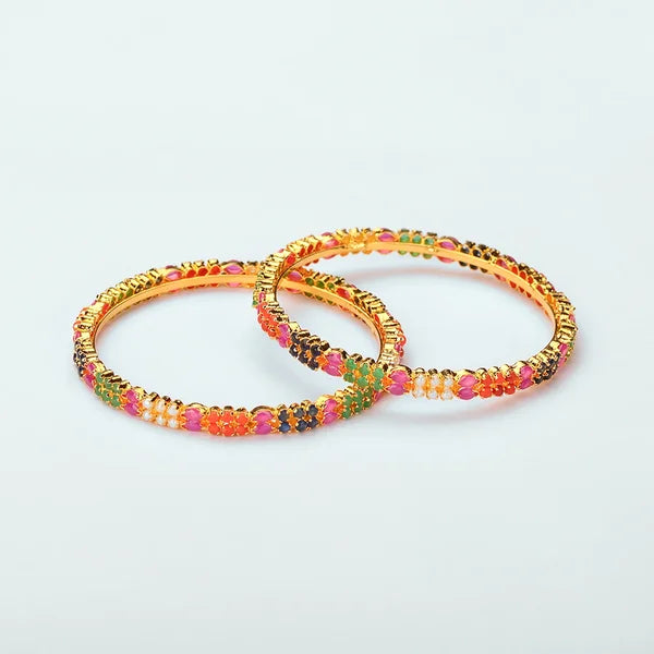 Glossy Color Stone Bangle â€“ Traditional Design