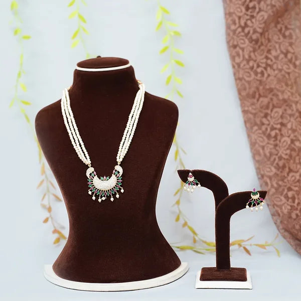 Trendy Moti Tanmani Pearl Necklace Set with Earrings
