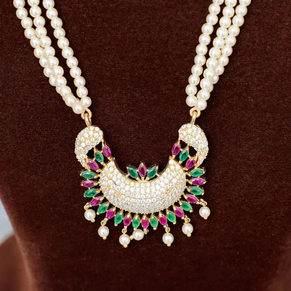 Trendy Moti Tanmani Pearl Necklace Set with Earrings