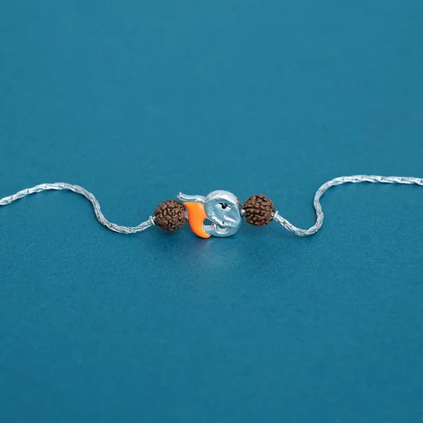 Rudraksha & Oxidized 925 Silver Rakhi Bracelet for Brother