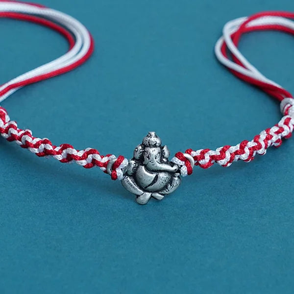Oxidised 925 Sterling Silver Ganesha Rakhi for Brother