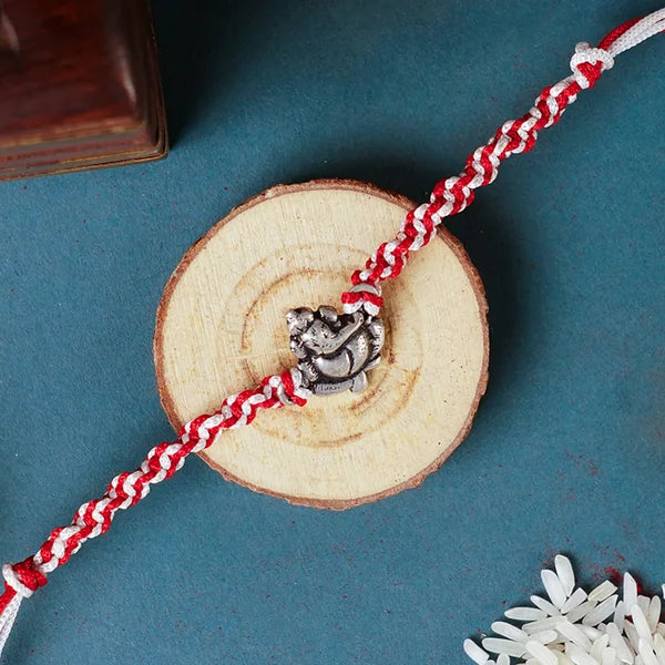 Oxidised 925 Sterling Silver Ganesha Rakhi for Brother