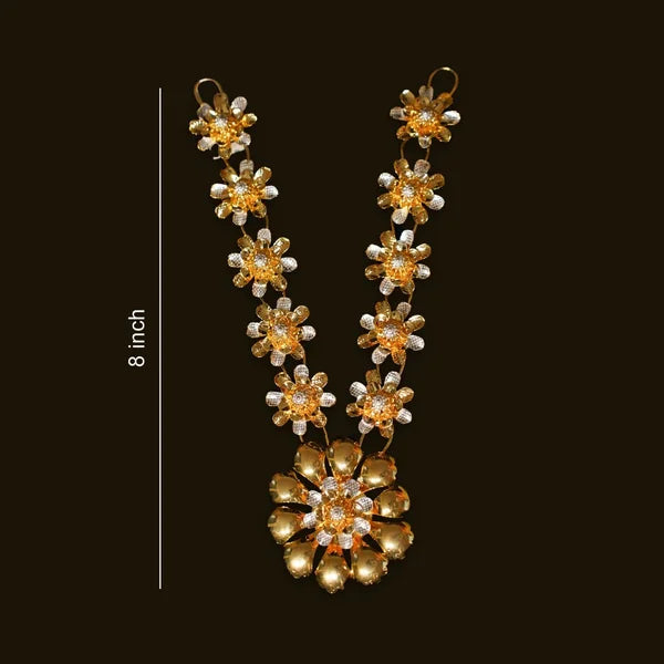 Gold-Plated Floral Haar for Deity Idols â€“ 8 Inch Handcrafted Ornament