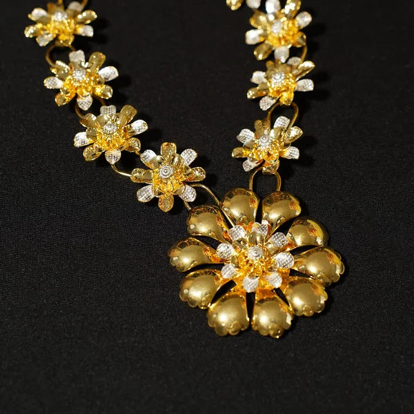 Gold-Plated Floral Haar for Deity Idols â€“ 8 Inch Handcrafted Ornament