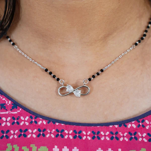 Silver Plated Infinity Mangalsutra with Cubic Zirconia