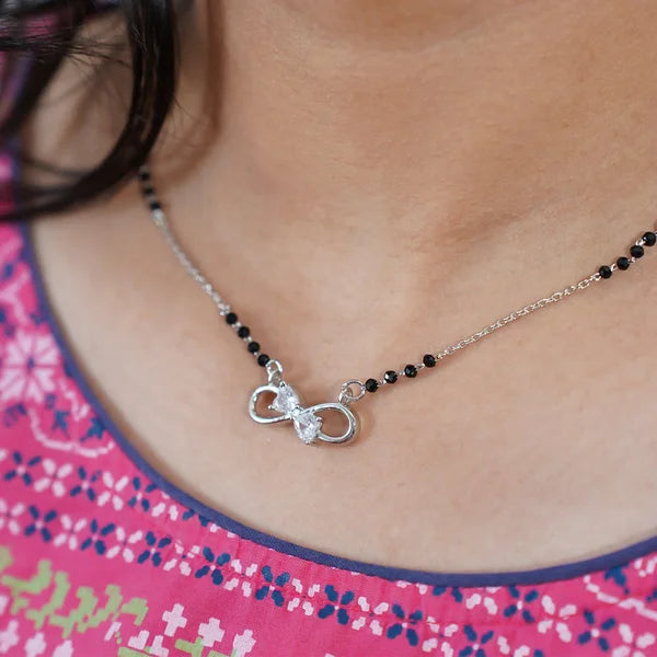 Silver Plated Infinity Mangalsutra with Cubic Zirconia