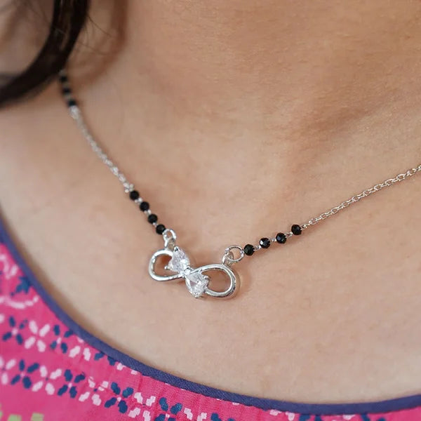 Silver Plated Infinity Mangalsutra with Cubic Zirconia