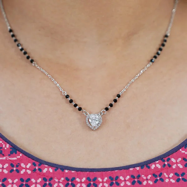 Silver-Plated Minimalist Heart Mangalsutra