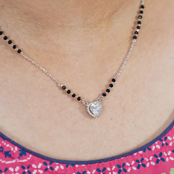 Silver-Plated Minimalist Heart Mangalsutra