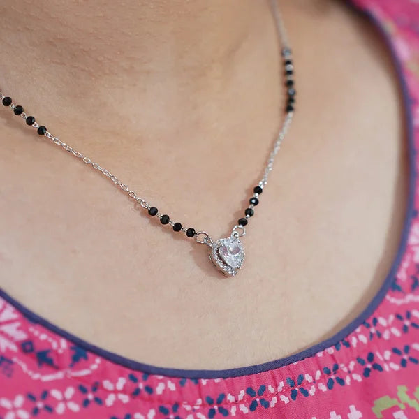Silver-Plated Minimalist Heart Mangalsutra