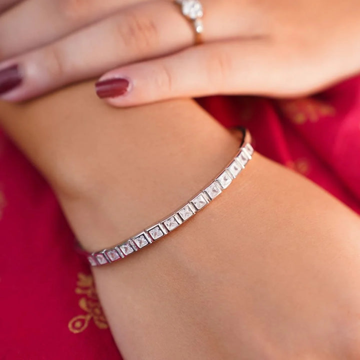 Eternity Silver 92.5 Square Bracelet