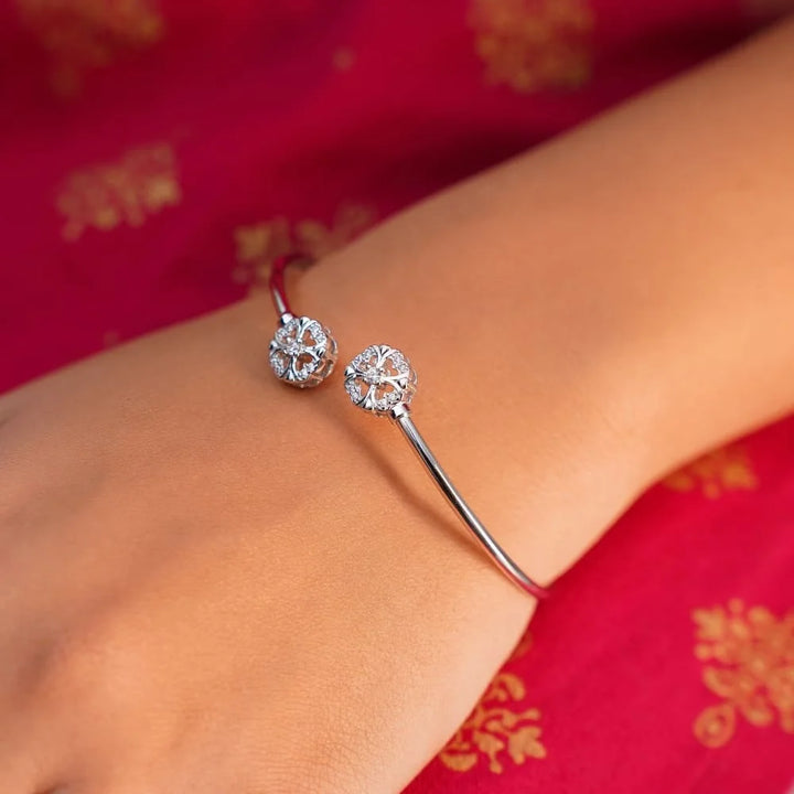 Silver 92.5 Diamond Orb Bracelet