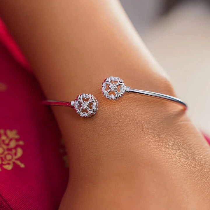 Silver 92.5 Diamond Orb Bracelet