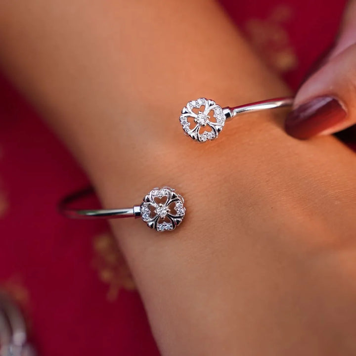 Silver 92.5 Diamond Orb Bracelet