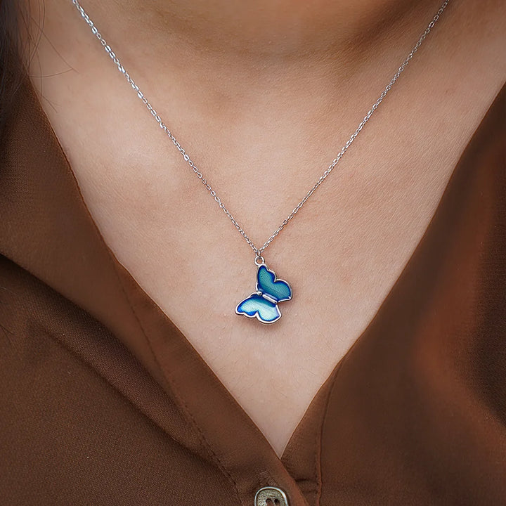 Butterfly Pendant Necklace with Silver 92.5