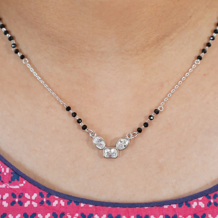 Silver & Diamond-Cut Mangalsutra