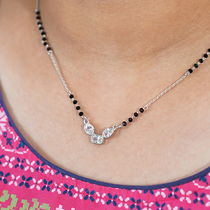 Silver & Diamond-Cut Mangalsutra