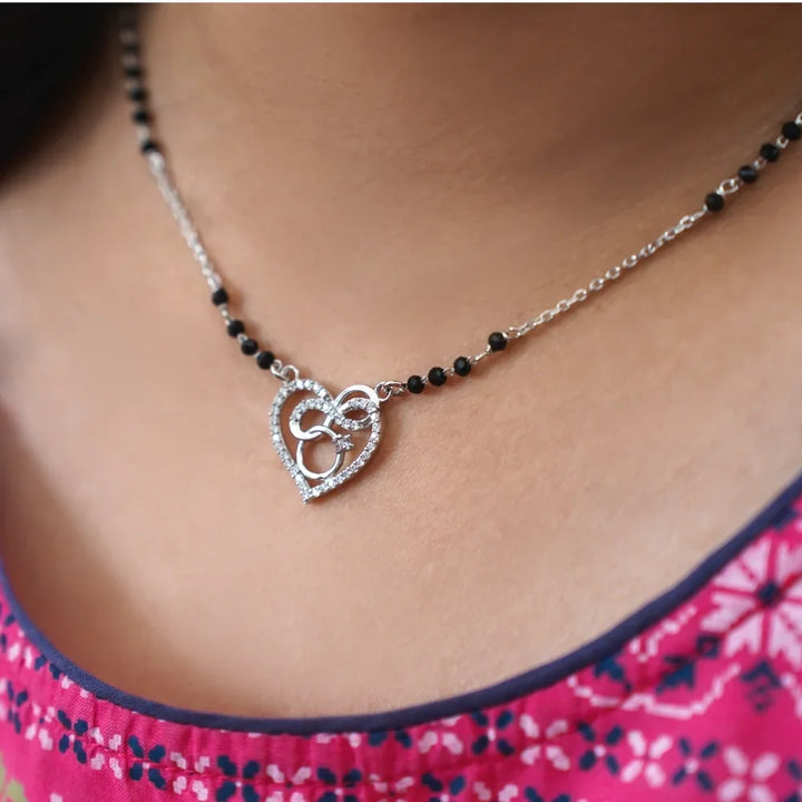 Silver Heart & Knot Mangalsutra
