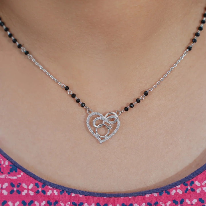 Silver Heart & Knot Mangalsutra