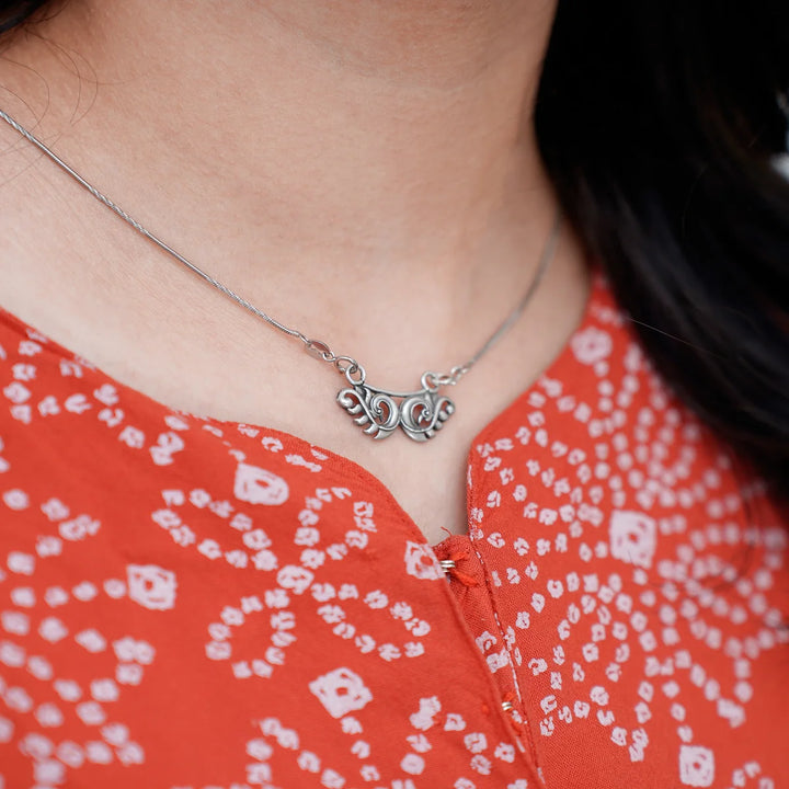Oxidized Silver Swirl Pendant
