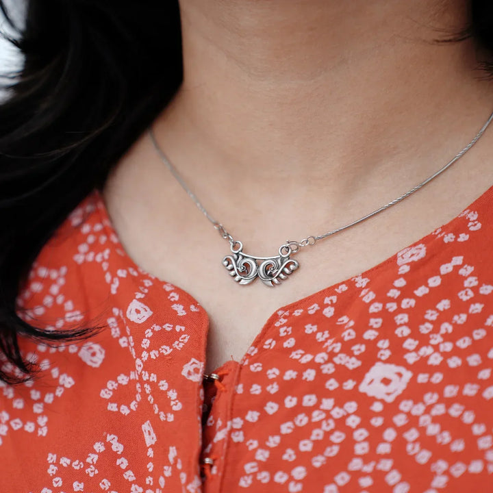Oxidized Silver Swirl Pendant