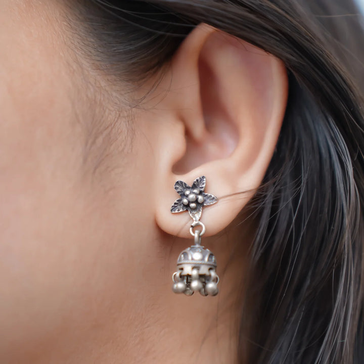 Floral Jhumka Oxidized Earrings