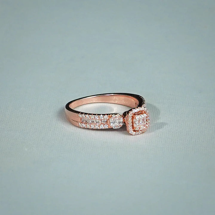 Rose Gold-Toned Halo Ring
