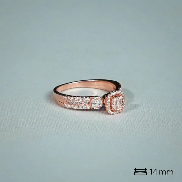 Rose Gold-Toned Halo Ring