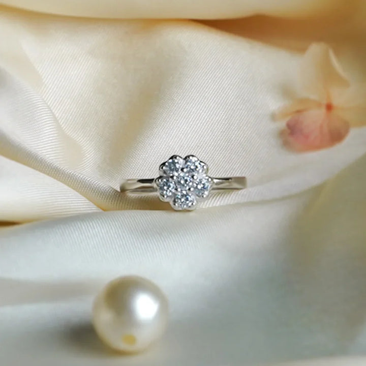 Sterling Silver Floral Cluster Ring