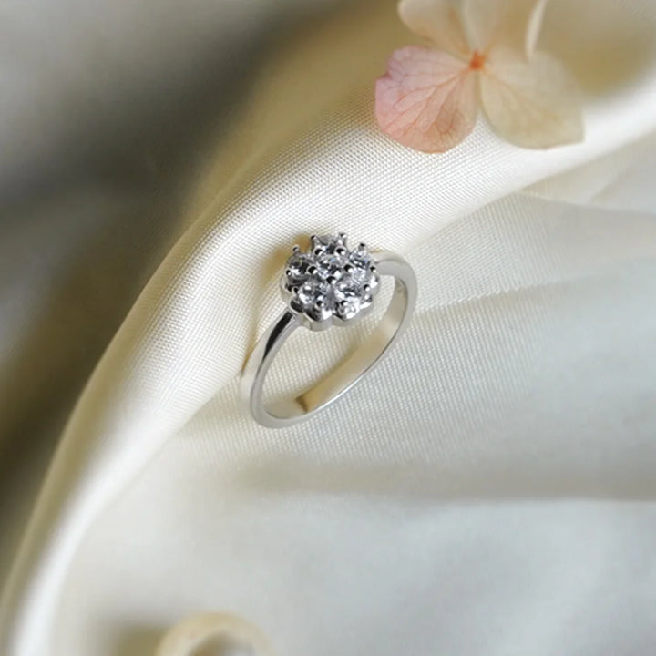 Sterling Silver Floral Cluster Ring