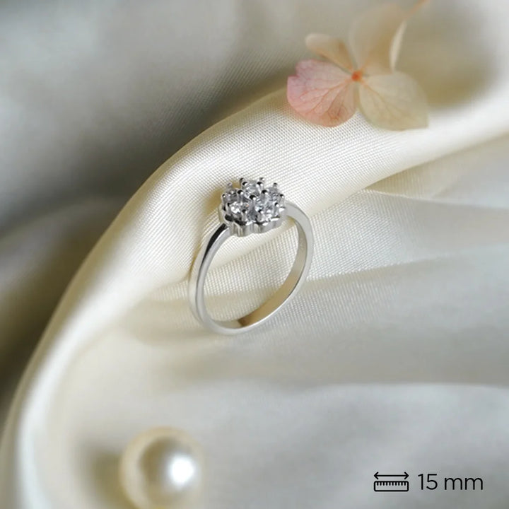 Sterling Silver Floral Cluster Ring