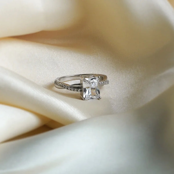 Sterling Silver Emerald-Cut Twist Ring