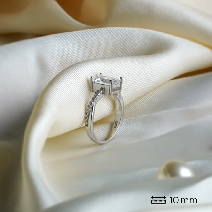 Sterling Silver Emerald-Cut Twist Ring