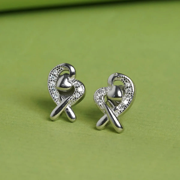 Ribbon Heart Studs Earrings