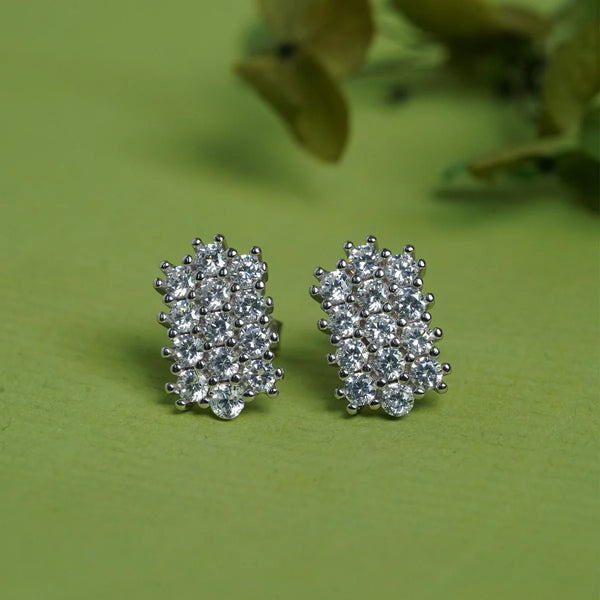 Rectangular Cluster Studs Earrings