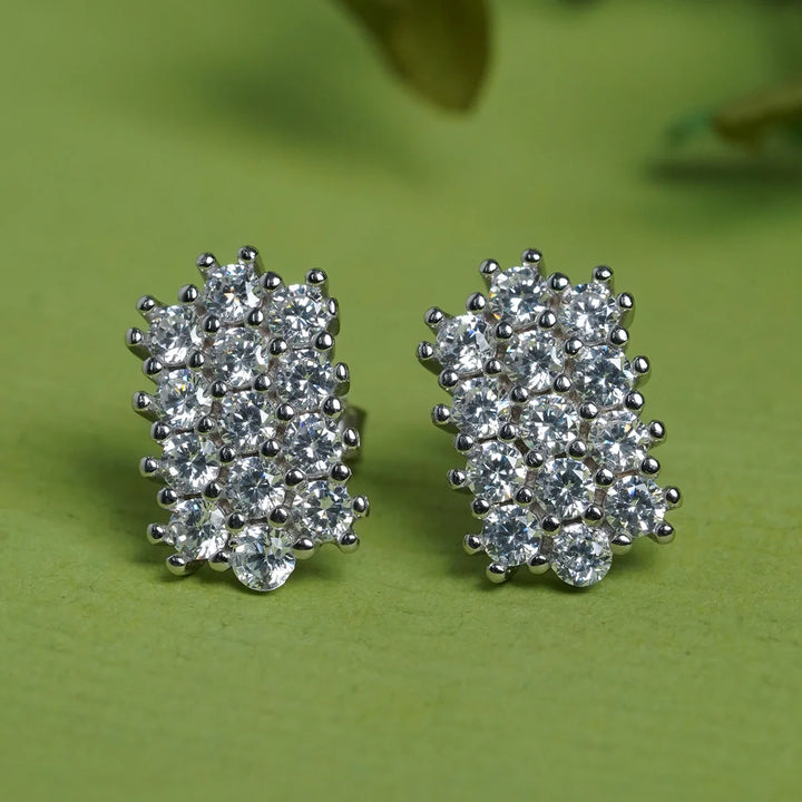 Rectangular Cluster Studs Earrings