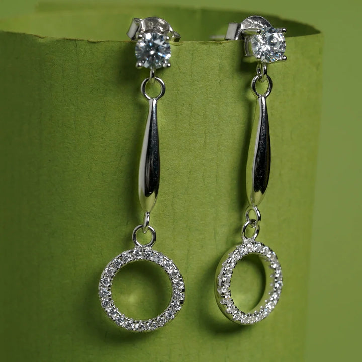 Sparkling Halo Drop Earrings