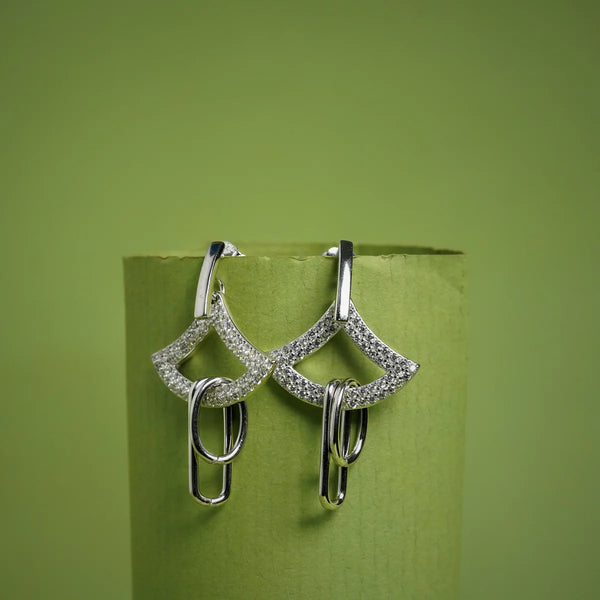 Modern Fan Link Drop Earrings