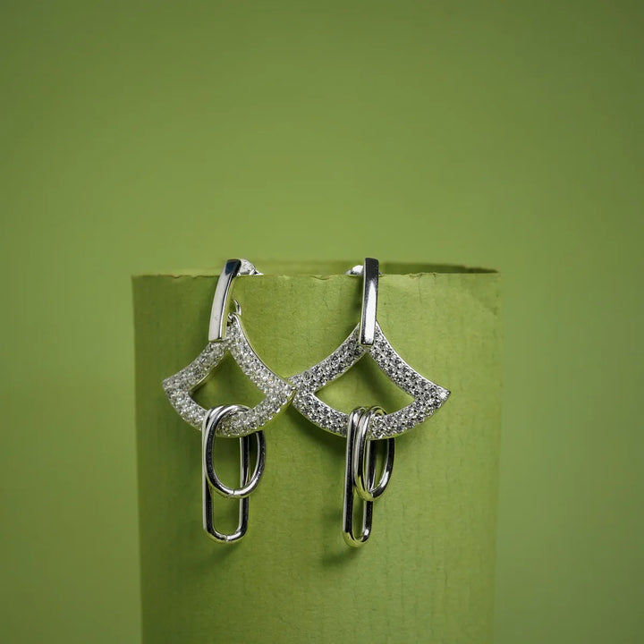 Modern Fan Link Drop Earrings