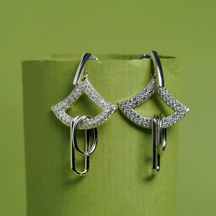 Modern Fan Link Drop Earrings