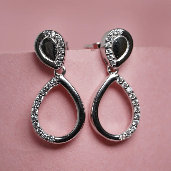 Sparkling Silver Teardrop Earrings for Women