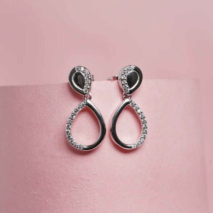 Sparkling Silver Teardrop Earrings for Women