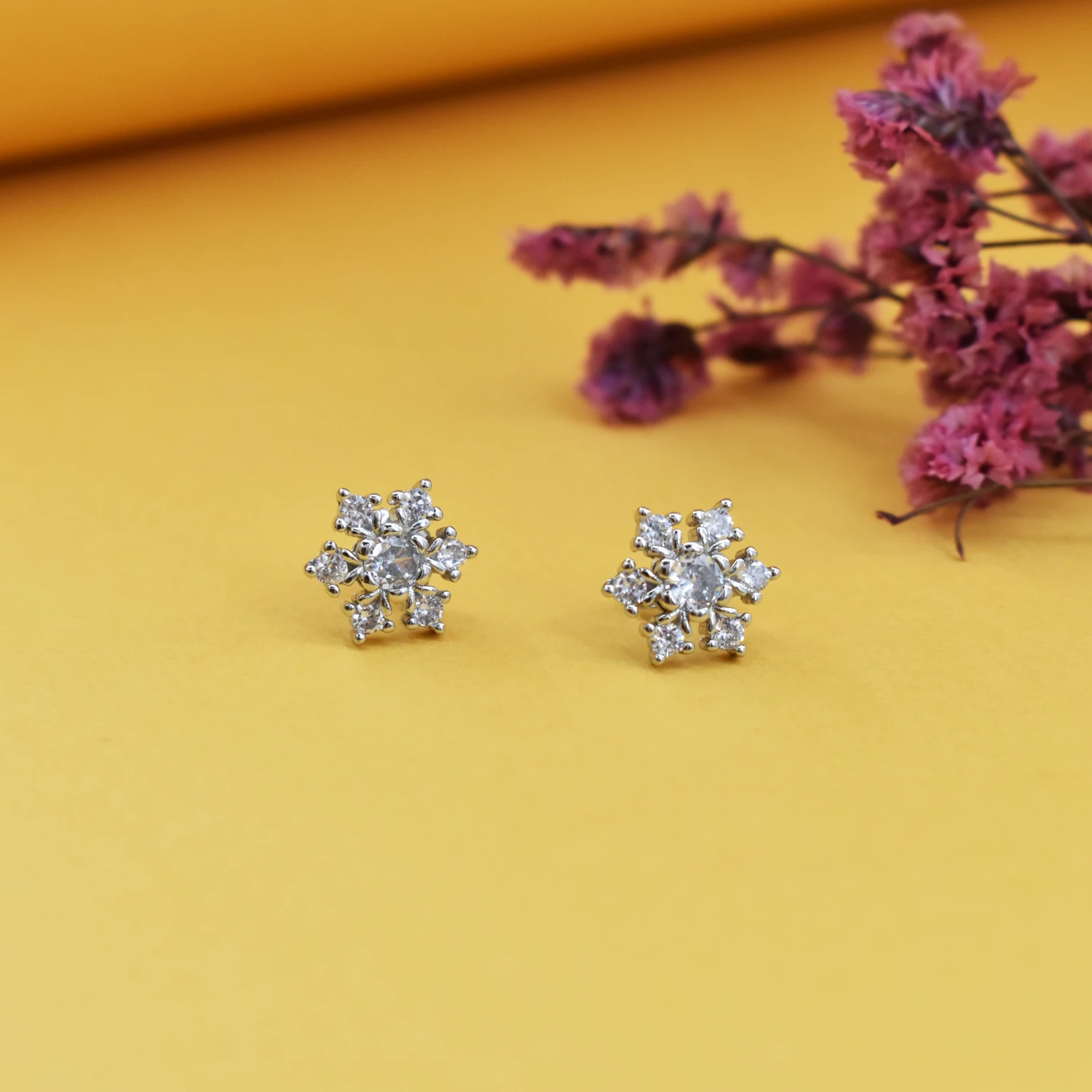 Crystal Snowflake Earrings – Diamond Accents