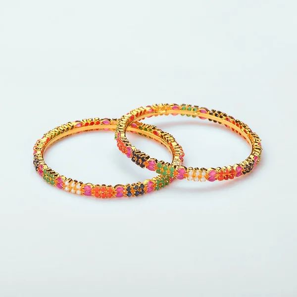 Glossy Color Stone Bangle – Traditional Design