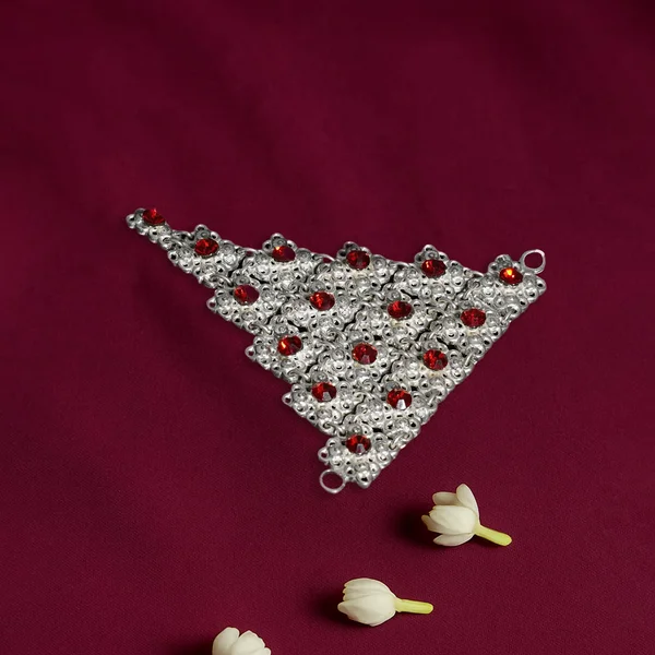 Silver Tikli Sond with Red Stones